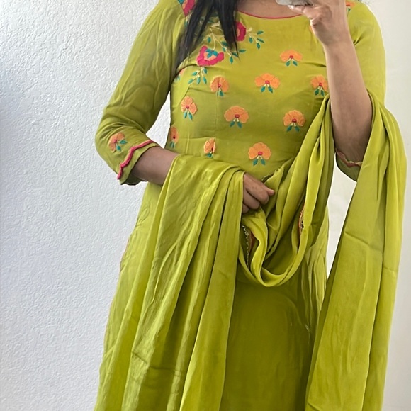 Other - Mint green color handwork 3 piece Indian suit with floral design